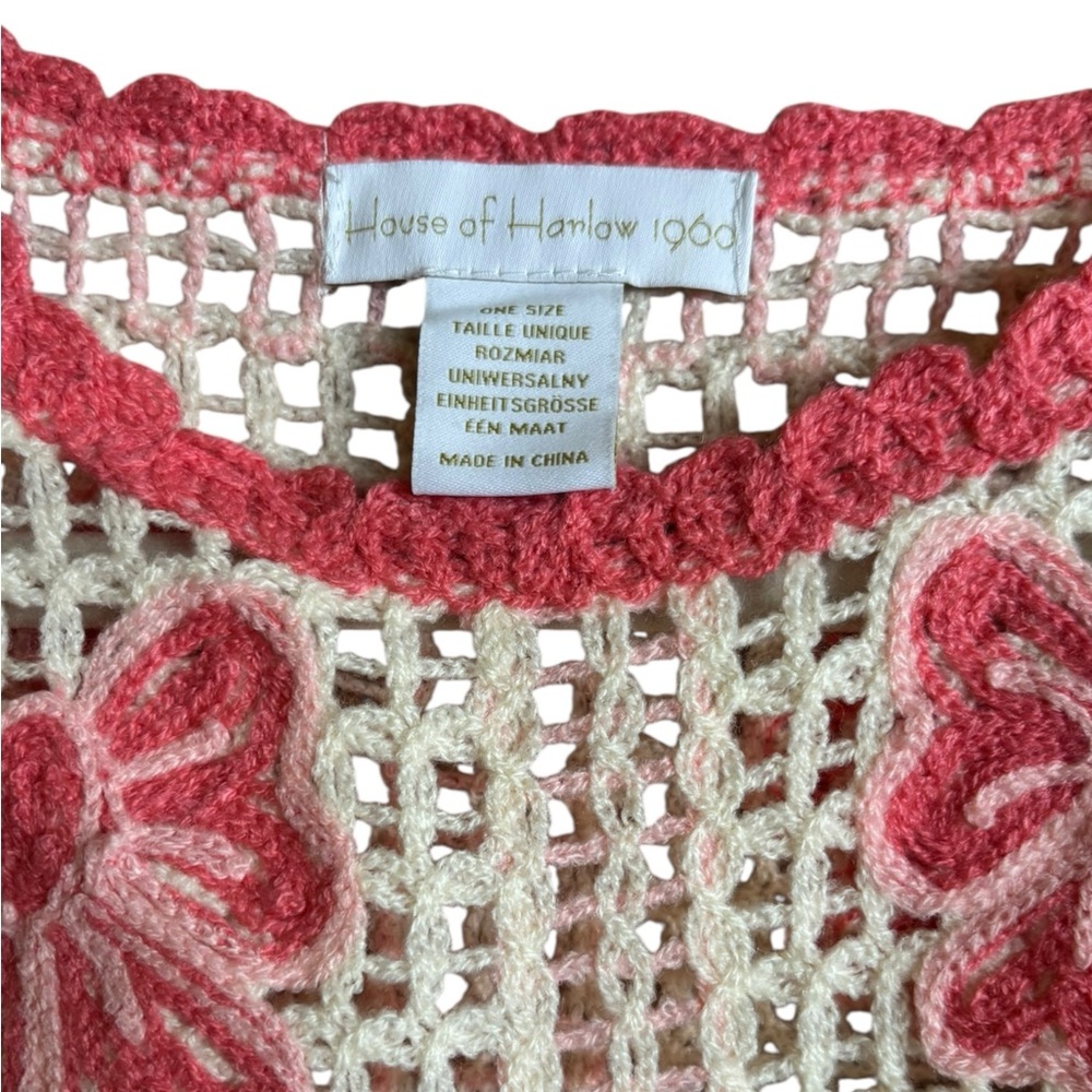 House of Harlow 1960 Crochet Knit Shawl Fringe Poncho - Picture 7 of 9